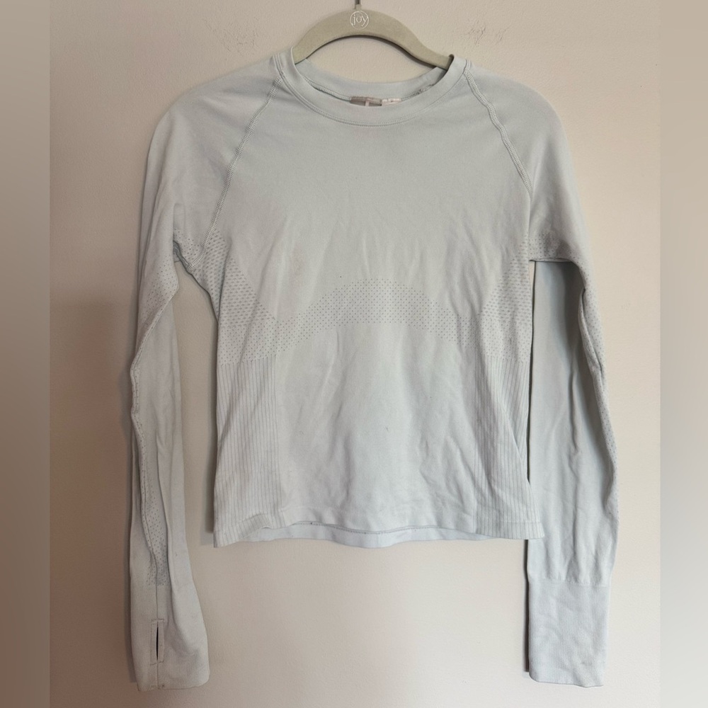 CALIA Carrie Underwood Light Blue Long Sleeve Crop Top Size Small
